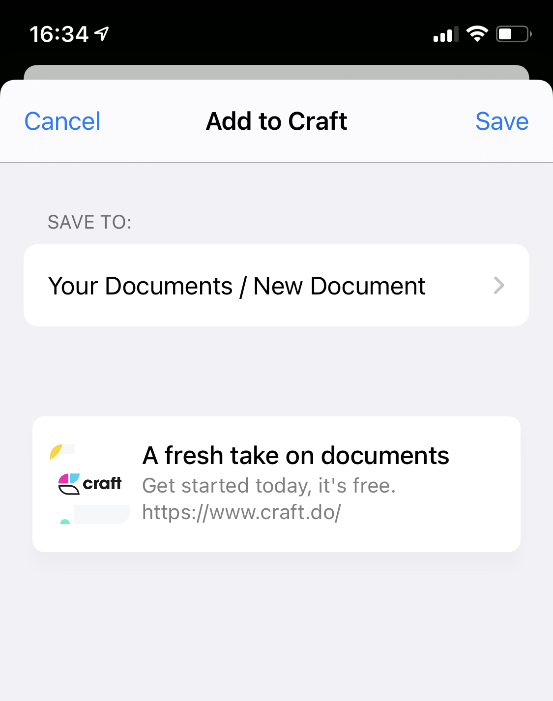 Using iOS Share Extension – Craft